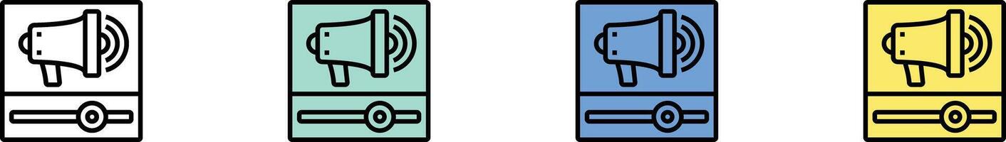 Ad icon. Outline, Green, Blue and Yellow Style Design Isolated On White Background vector