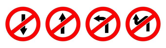 No Entry and Directional Prohibition Symbols vector