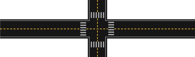 Four Way Road Intersection Top View Road Layout vector