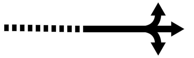 Three Way Arrow with Dotted Lane VectorRAD SIGN vector