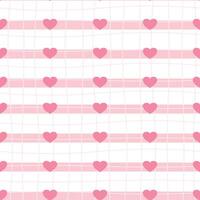 seamless pattern with horizontal stripes and pink hearts. Geometric striped repeating gingham texture. vector