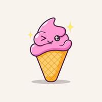 ice cream with a cute face and a star on it vector
