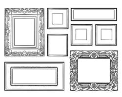 Hand Drawn Picture Frames Line Set in Vintage Style vector