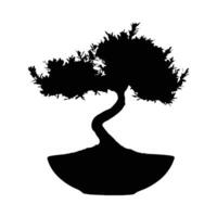 Bonsai tree silhouette in pot vector