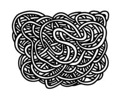 Ramen noodles top view doodle sketch vector