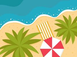 Beach umbrella with palm trees vector