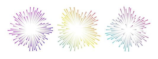 Abstract soundwave designs in circular shapes. Three colorful wave patterns radiate outward, representing sound and music concepts vector