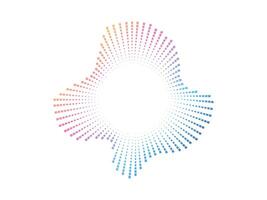 Circular audio wave color pattern created with dots. The design represents neon sound waves and music visualization in a minimalist style. vector