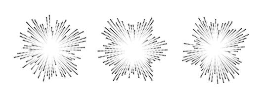 Abstract soundwave design with three circular patterns. Each pattern features radiating lines, symbolizing music and sound waves in a minimalist style. . vector