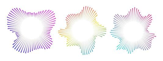 A set of burst ray equalizers . Radial sound, frequency sound waves . Pulsing music symbol, voice graph signal, circular sound waves . radial spectrum. vector