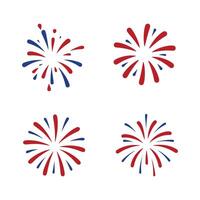 Four Patriotic Fireworks burst Icons for Fourth of July American independence day. vector