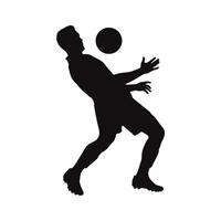 Silhouette of a soccer player skillfully juggling a ball, dynamic pose against a white background, showcasing athleticism and sports action. vector