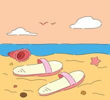 Summer Beach Essentials Dont Forget to Pack Your Flip Flops and Seashells for Endless Fun vector