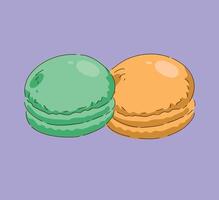 A delightful array of Colorful Macarons beautifully presented on a Purple Background vector