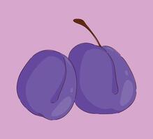 Stylized Purple Plums Featuring Bright Colors on a Soft Pink Background for an Artistic Touch vector