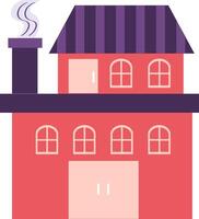 Design illustration of two level house, red colour a single home. Cute Residence for sticker ir element design or resources vector