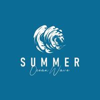 summer vacation with minimalist beach summer logo concept with palm tree and ocean logo illustration template vector