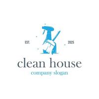 cleaning logo design with cleaning equipment concept, minimalist simple cleaning service, clean house service, modern template illustration, product, business or service brand symbol vector