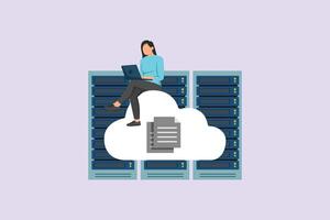 Illustration cloud data center. Data Center Concept. Colored flat illustration isolated vector
