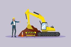 Excavator at a construction site vector