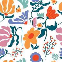 color wavy groovy flower seamless pattern in naive style vector