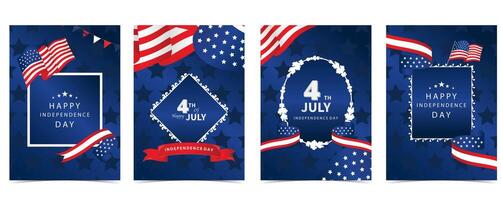 4th of July Independence Day background with retro frame for a4 vertical design vector