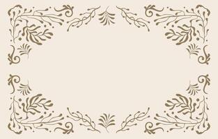 flower and leaves frame banner in wavy line style for horizontal A4 design vector