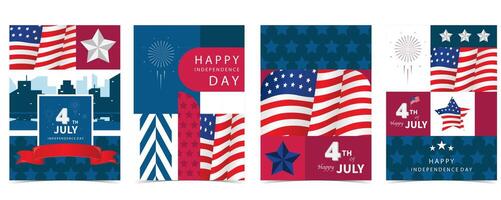 4th of July Independence Day background with geometric for A4 vertical design vector