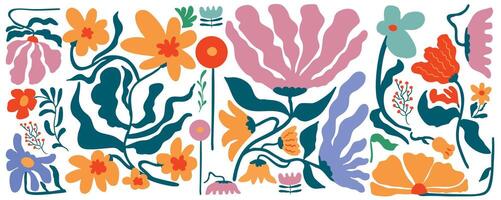 color wavy groovy flower banner background in naive style vector