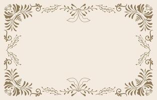 Horizontal Retro flower and leaves frame banner in wavy line style vector