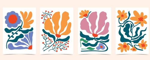 funny wavy groovy flower background in naive style for A4 vertical design vector