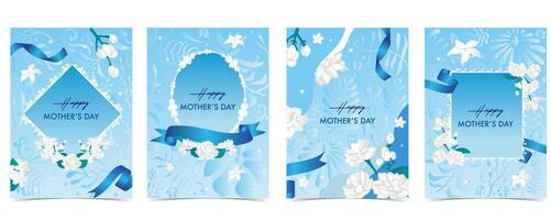 mother day card with Jasmine flower oval and diamond frame for A4 vertical design vector