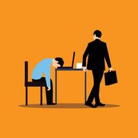 A man is standing over a man who is sitting at a desk vector