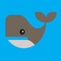 A whale on a blue background with a gray tail vector