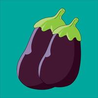 Two eggplants on a blue background vector