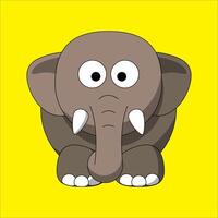 An elephant with big eyes and a yellow background vector