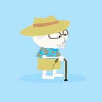 An old man with a cane and hat vector