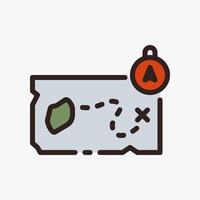 Design Illustration graphic of treasure map icon with colored outline style. Suitable for historical presentation, UI, mobile design, web design, etc. vector