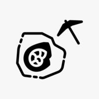Design Illustration graphic of fossil discovery icon with monochrome style. Suitable for historical presentation, UI, mobile design, web design, etc. vector