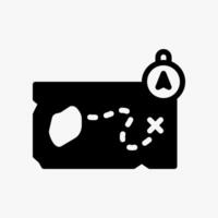 Design Illustration graphic of treasure map icon with glyph style. Suitable for historical presentation, UI, mobile design, web design, etc. vector