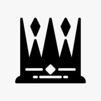 Design Illustration graphic of crown icon with glyph style. Suitable for historical presentation, UI, mobile design, web design, etc. vector