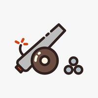 Design Illustration graphic of War Cannon icon with colored outline style. Suitable for historical presentation, UI, mobile design, web design, etc. vector