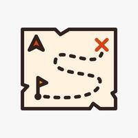 Design Illustration graphic of Old Map icon with colored outline style. Suitable for historical presentation, UI, mobile design, web design, etc. vector