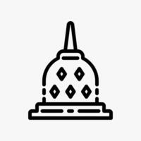 Design Illustration graphic of Borobudur temple icon with line style. Suitable for historical presentation, UI, mobile design, web design, etc. vector