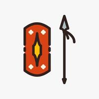 Design Illustration graphic of Ancient Weapon icon with colored outline style. Suitable for historical presentation, UI, mobile design, web design, etc. vector