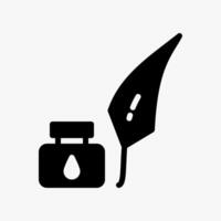 Design Illustration graphic of Quill and Ink icon with glyph style. Suitable for historical presentation, UI, mobile design, web design, etc. vector
