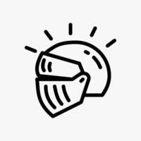 Design Illustration graphic of Knight Helmet icon with line style. Suitable for historical presentation, UI, mobile design, web design, etc. vector