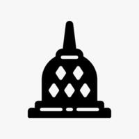 Design Illustration graphic of Borobudur temple icon with glyph style. Suitable for historical presentation, UI, mobile design, web design, etc. vector