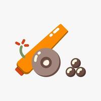Design Illustration graphic of War Cannon icon with flat style. Suitable for historical presentation, UI, mobile design, web design, etc. vector