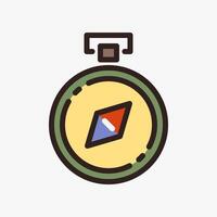 Design Illustration graphic of old compass icon with colored outline style. Suitable for historical presentation, UI, mobile design, web design, etc. vector